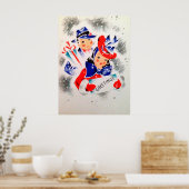 クリスマスレトロカップルのホリデーヴィンテージポスター ポスター (キッチン)