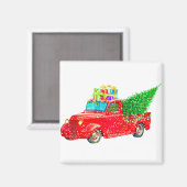 クリスマスレトロカーホリデイ マグネット (正面/裏面)
