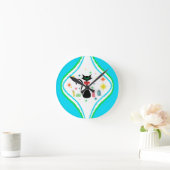 クリスマスレトロシャメネコ ラウンド壁時計 (ホーム)