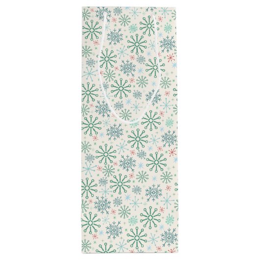 クリスマスレトロスノーフレークスパターンクリームまカスタムたは ワインギフトバッグ (裏面)