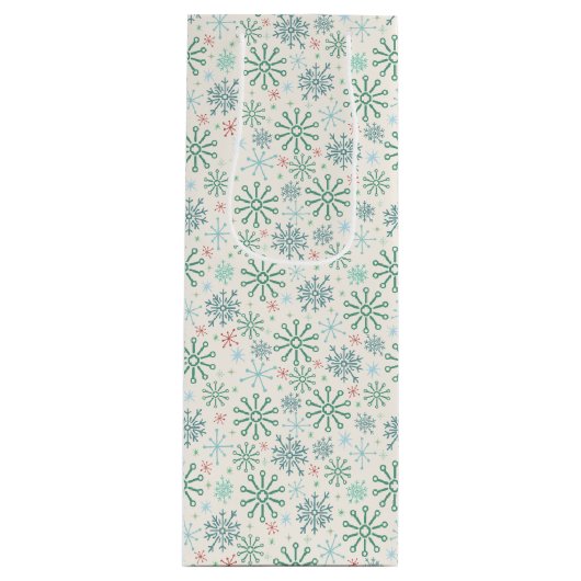 クリスマスレトロスノーフレークスパターンクリームまカスタムたは ワインギフトバッグ (正面)