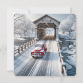 クリスマスレトロトラックとカバーブリッジ シーズンカード (正面)