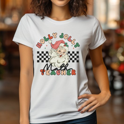 クリスマスレトロホリーすてきス先生ホワイト Tシャツ