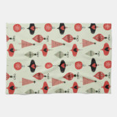 クリスマスレトロミッドセンチュリーグリーン キッチンタオル (横)