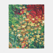 クリスマスレトロレッドグリーンフェイク金ゴールド星 フリースブランケット (正面)