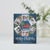 クリスマスレトロレッドファームトラックグリーティング6写真 ポストカード (スタンド正面)