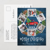 クリスマスレトロレッドファームトラックグリーティング6写真 ポストカード (正面/裏面)