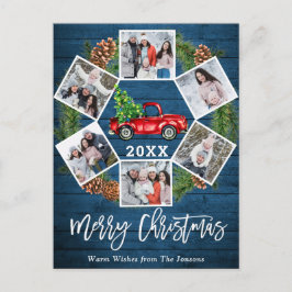 クリスマスレトロレッドファームトラックグリーティング6写真 ポストカード