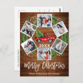 クリスマスレトロレッドファームトラックグリーティング6写真 ポストカード (正面/裏面)