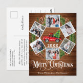 クリスマスレトロレッドファームトラックグリーティング6写真 ポストカード (正面/裏面)