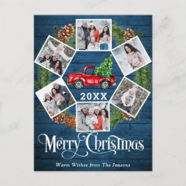 クリスマスレトロレッドファームトラックグリーティング6写真 ポストカード