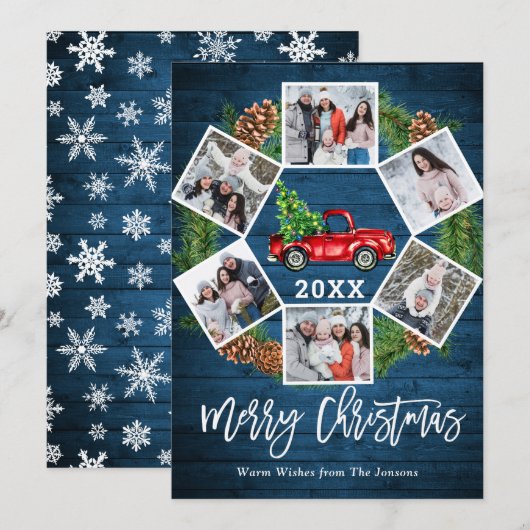 クリスマスレトロレッドファームトラックグリーティング6 PHOTO シーズンカード (正面/裏面)