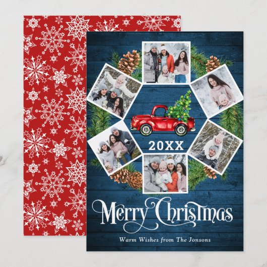 クリスマスレトロレッドファームトラックグリーティング6 PHOTO シーズンカード (正面/裏面)