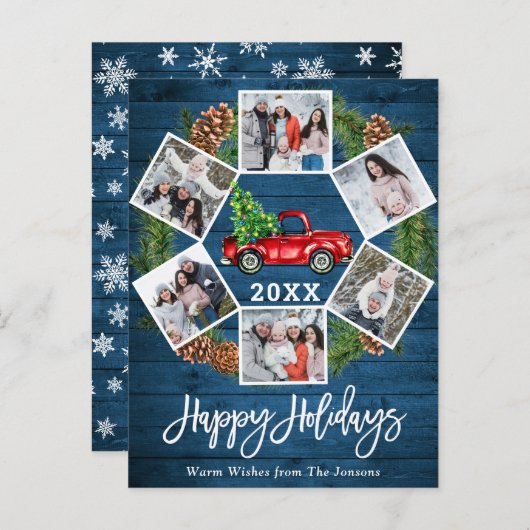 クリスマスレトロレッドファームトラックホリデーフォトカード ポストカード (正面/裏面)