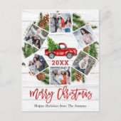 クリスマスレトロレッドファームトラックホリデー6写真 ポストカード (正面)