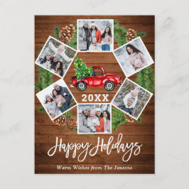 クリスマスレトロレッドファームトラックホリデー6写真 ポストカード