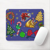 クリスマスレトロヴィンテージカラフルホリデーアート マウスパッド (マウス)