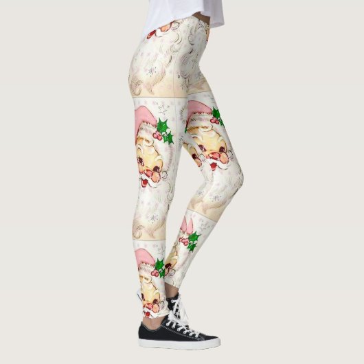 クリスマスレトロヴィンテージサンタとピンクハット レギンス (右)