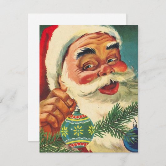 クリスマスレトロヴィンテージサンタホールディングオーナメント シーズンカード (正面/裏面)