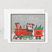 クリスマスレトロヴィンテージサンタレッドトレイン シーズンポストカード (正面/裏面)