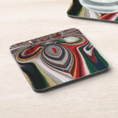 クリスマスレトロヴィンテージテクスチャ抽象芸術アートプリント コースター (左側)