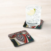 クリスマスレトロヴィンテージテクスチャ抽象芸術アートプリント コースター (右側)