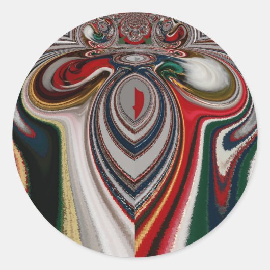 クリスマスレトロヴィンテージテクスチャ抽象芸術アートプリント ラウンドシール (正面)