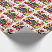 クリスマスレトロヴィンテージ列車とサンタチルドレン ラッピングペーパー (角)