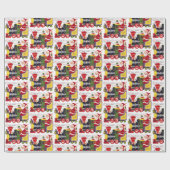クリスマスレトロヴィンテージ列車とサンタチルドレン ラッピングペーパー (フラット)