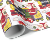 クリスマスレトロヴィンテージ列車とサンタチルドレン ラッピングペーパー (ロールコーナー)