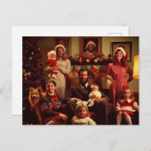 クリスマスレトロ不気味な家族ポートレート ポストカード (正面/裏面)