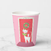 クリスマスレトロ白猫とマウス紙カップ 紙コップ (裏面)