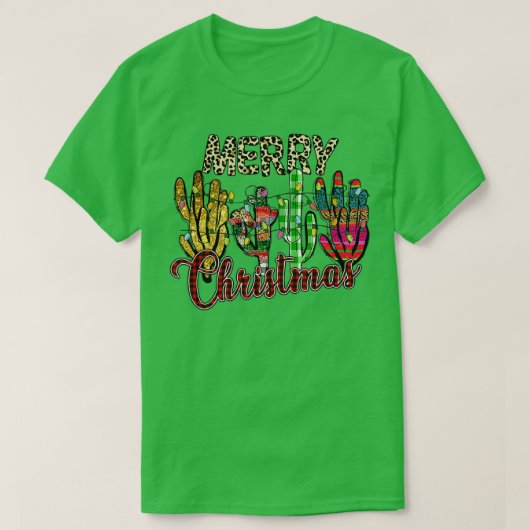 クリスマスレパードライツサボスサンタラバークリスマス Tシャツ (デザイン正面)
