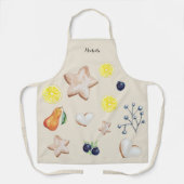 クリスマスレモンジンジャーパン水彩モノグラム エプロン (正面)
