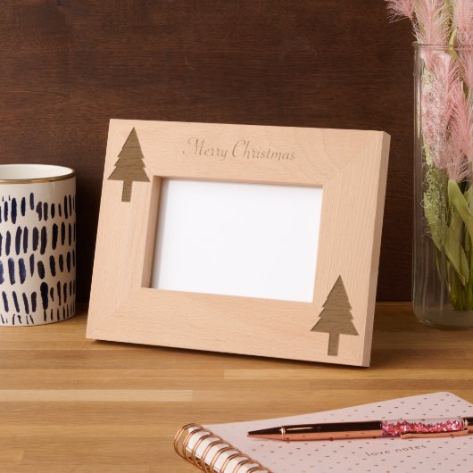 クリスマスレーザーエッチング写真枠 レーザー彫刻フレーム (左)