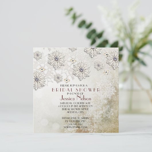クリスマスレーススノーフレークブライダルシャワー 招待状 (スタンド正面)