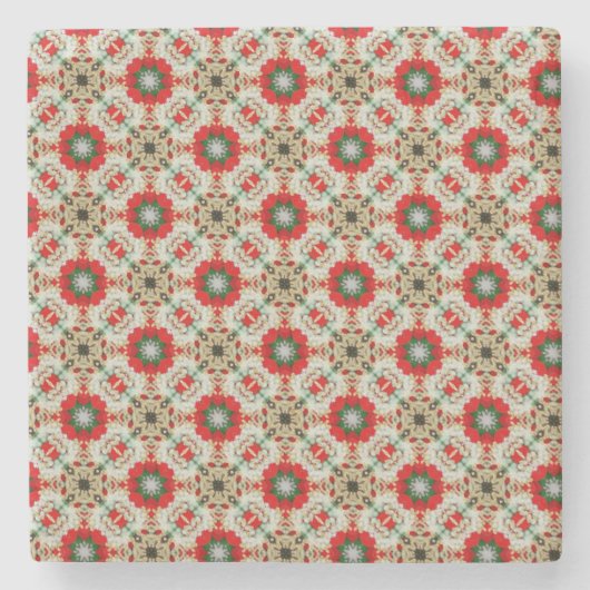 クリスマスレースパターン ストーンコースター (正面)