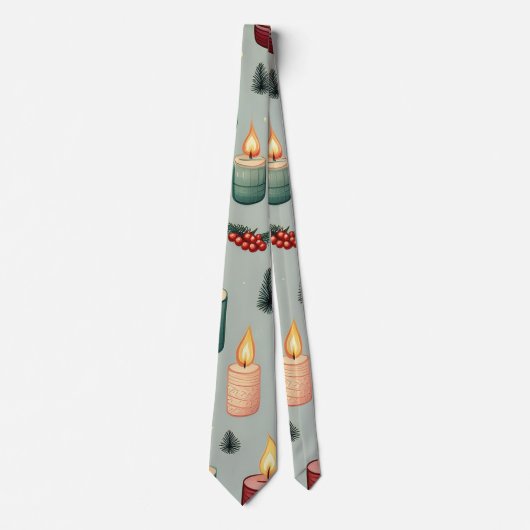クリスマスロウソクの果実と木 ネクタイ (正面)