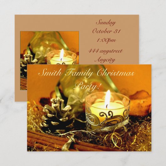 クリスマスロウソク 招待状 (正面/裏面)