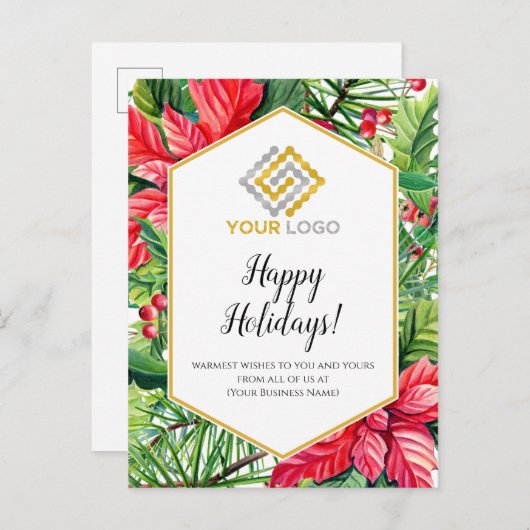 クリスマスロゴのビジネス用はがき ポストカード (正面/裏面)