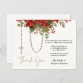 クリスマスロザリー葬儀の哀悼悔やみや弔慰 サンキューカード (正面/裏面)