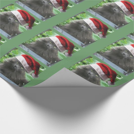 クリスマスロシアのブルーの長毛猫 ラッピングペーパー (角)