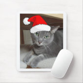 クリスマスロシアのブルーグレー猫 マウスパッド (マウス)