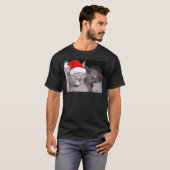 クリスマスロシアのブルーグレー猫 Tシャツ (正面フル)
