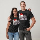 クリスマスロシアのブルーグレー猫 Tシャツ (ユニセックス)