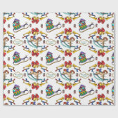 クリスマスロッキングホースのパタパーソナライズされたーン ラッピングペーパー (フラット)