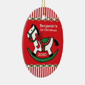 クリスマスロッキングホースパーソナライズされたオーナメント セラミックオーナメント (右)