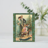 クリスマスロッキングホースヴィンテージアートカード シーズンポストカード (スタンド正面)