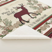 クリスマスロッジメリーブライトディアバッファロープレイド シェルパブランケット (3/4)