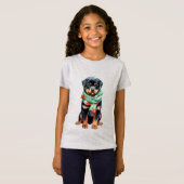 クリスマスロットワイラーキッズTシャツ – おもしろい休日 Tシャツ (正面フル)